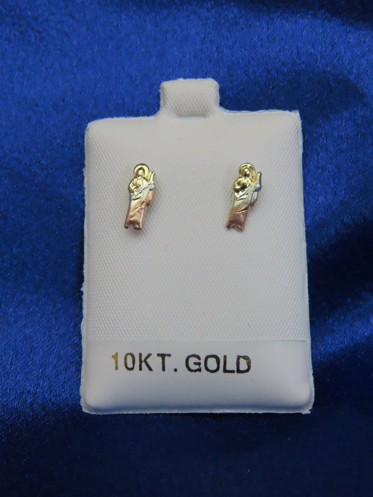 San judas 3tones 10k gold stud earrings