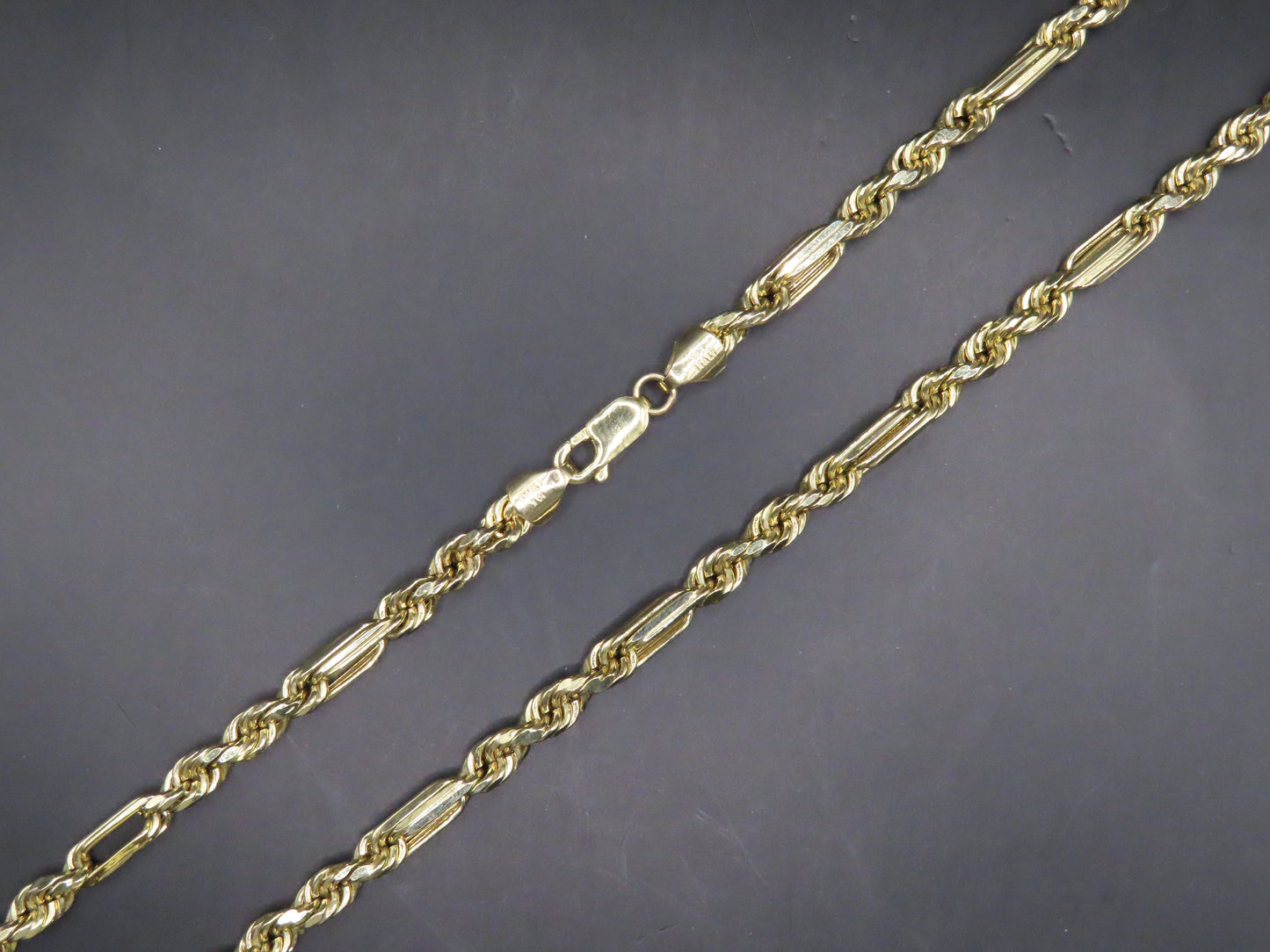 10k Gold semi hollow Rope Chain 26in/5mm(16.20g)
