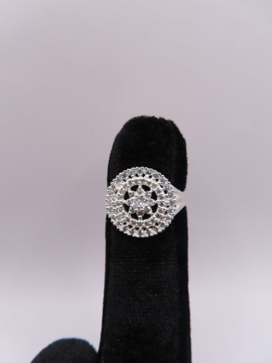 925 silver flower in a circle ring