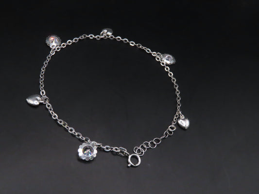 925 silver hears &flowers bracelet