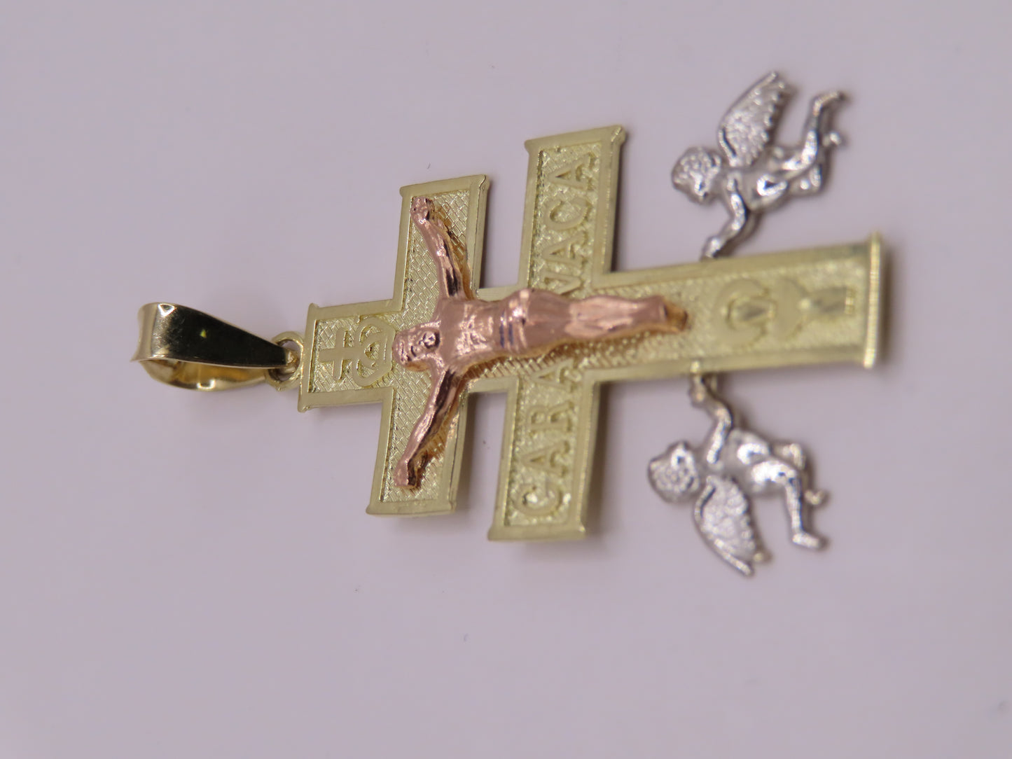 10k 3tones Gold Caravaca Cross 2in 3.87g