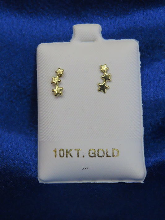 3 stars 10k gold stud earrings