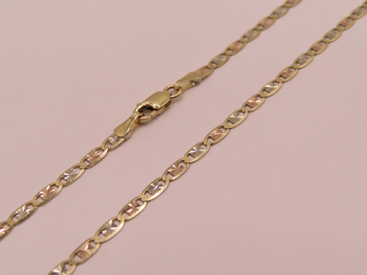 14k diamond cut 3tones gold chain