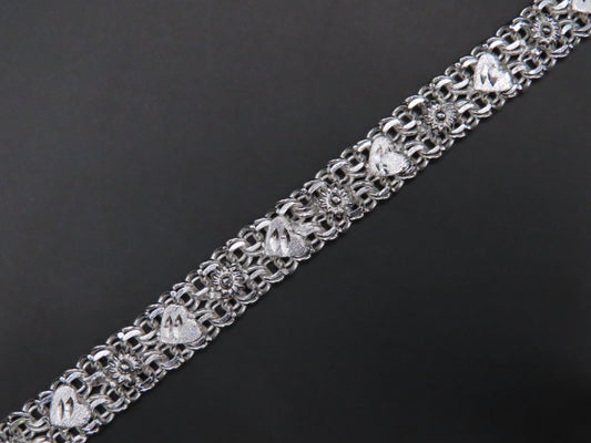 925 SILVER MINI FLOWERS & HEARTS BRACELT 7IN