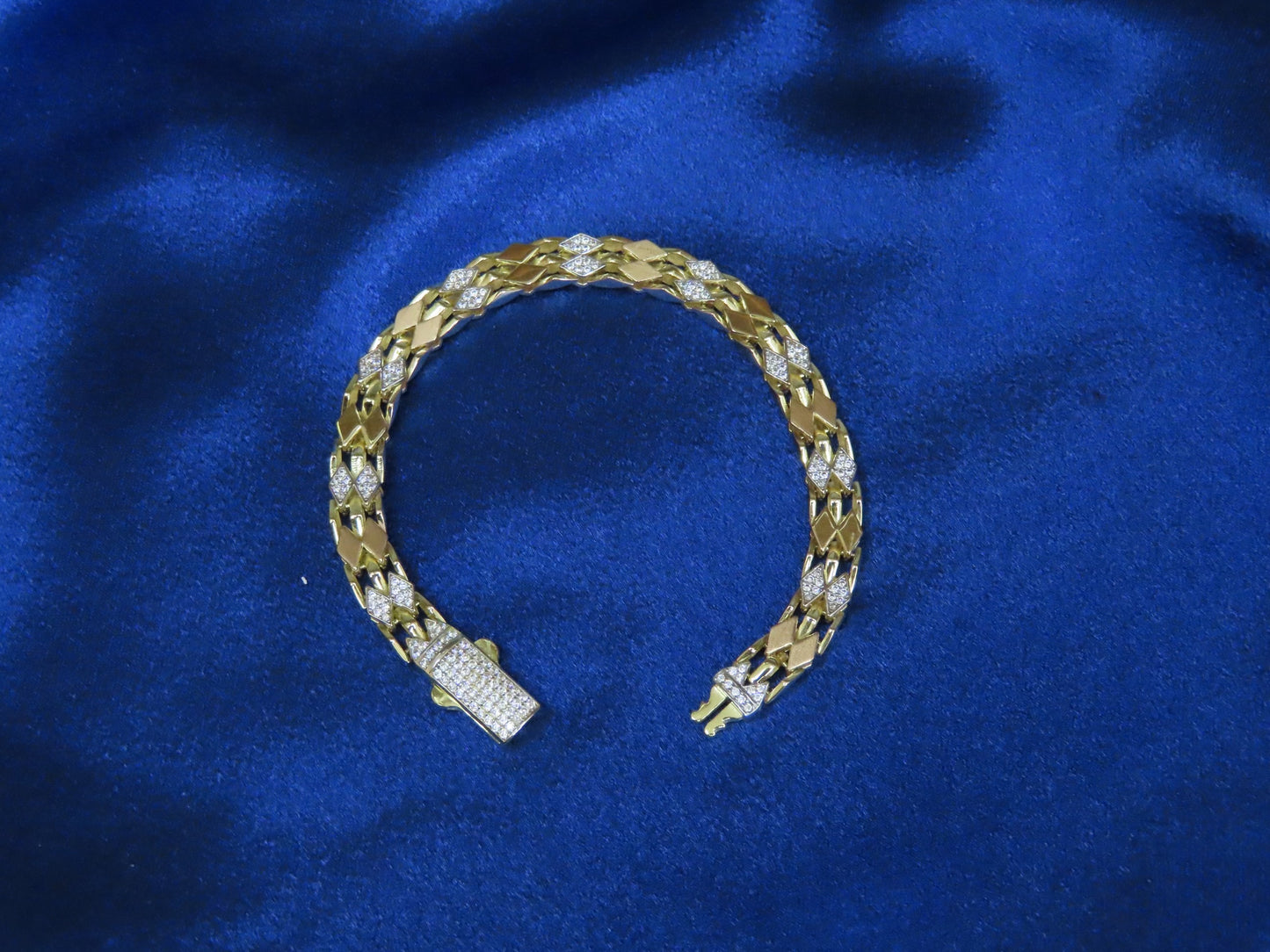 10k gold bracelet (yellow gold & rose gold w/cz ) 7.5in/7mm