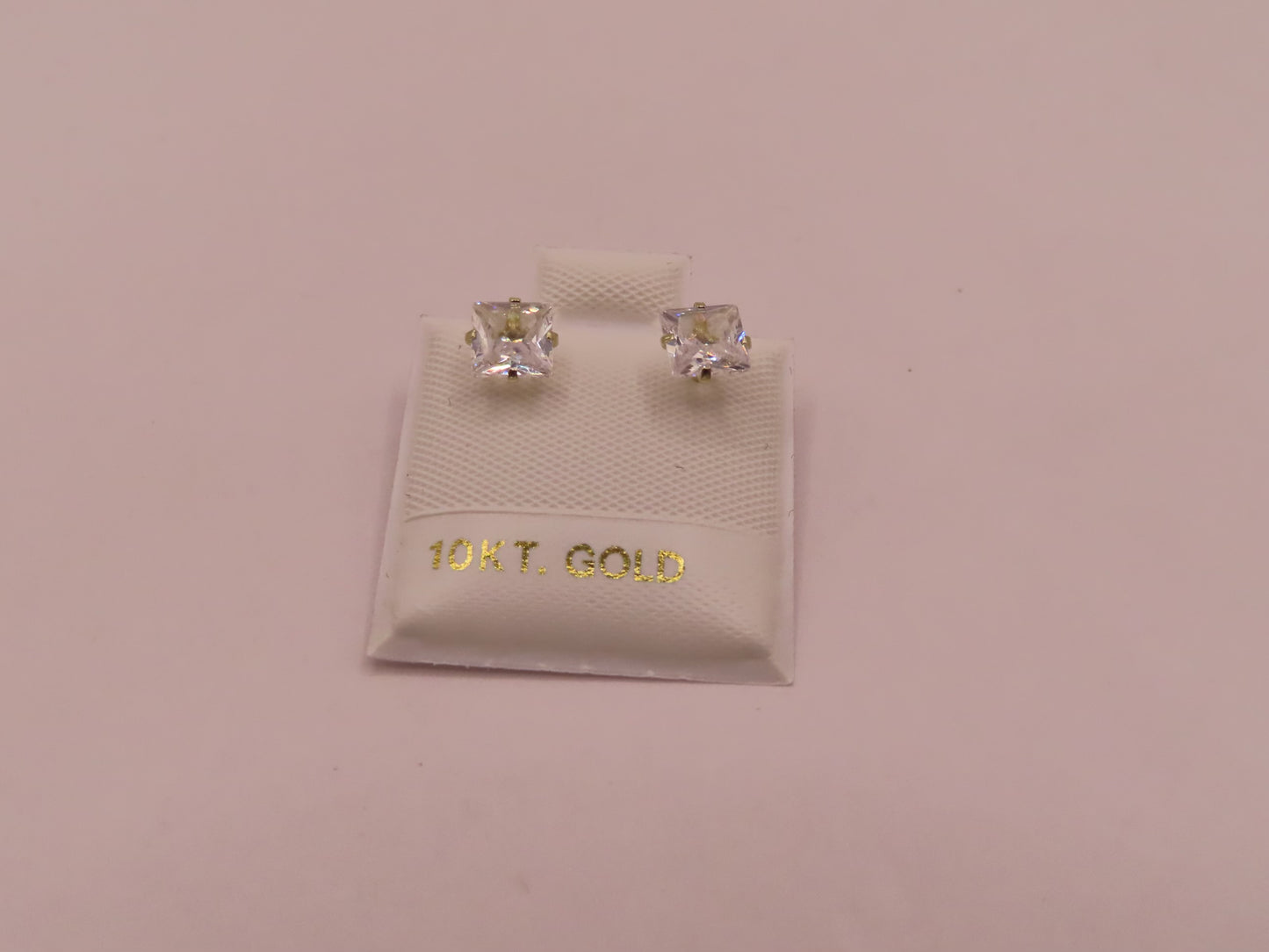 10k Gold small square zirconia earrings