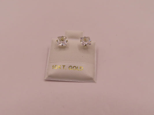 10k Gold small square zirconia earrings