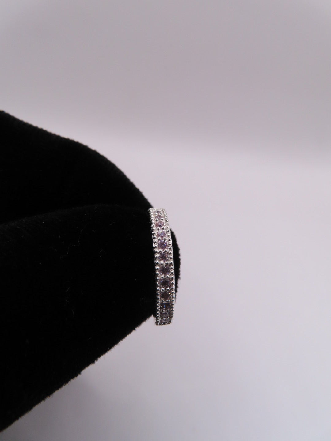 925 silver band w/pink cz ring