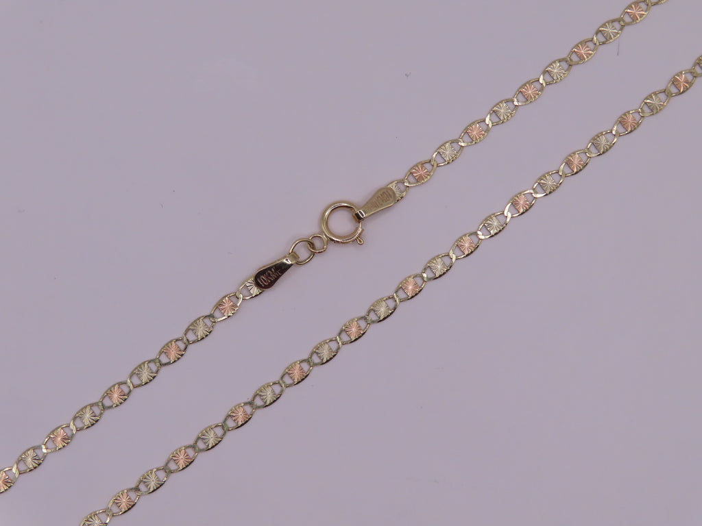 10k 3 tones gold chain 16in/3mm (2.43g