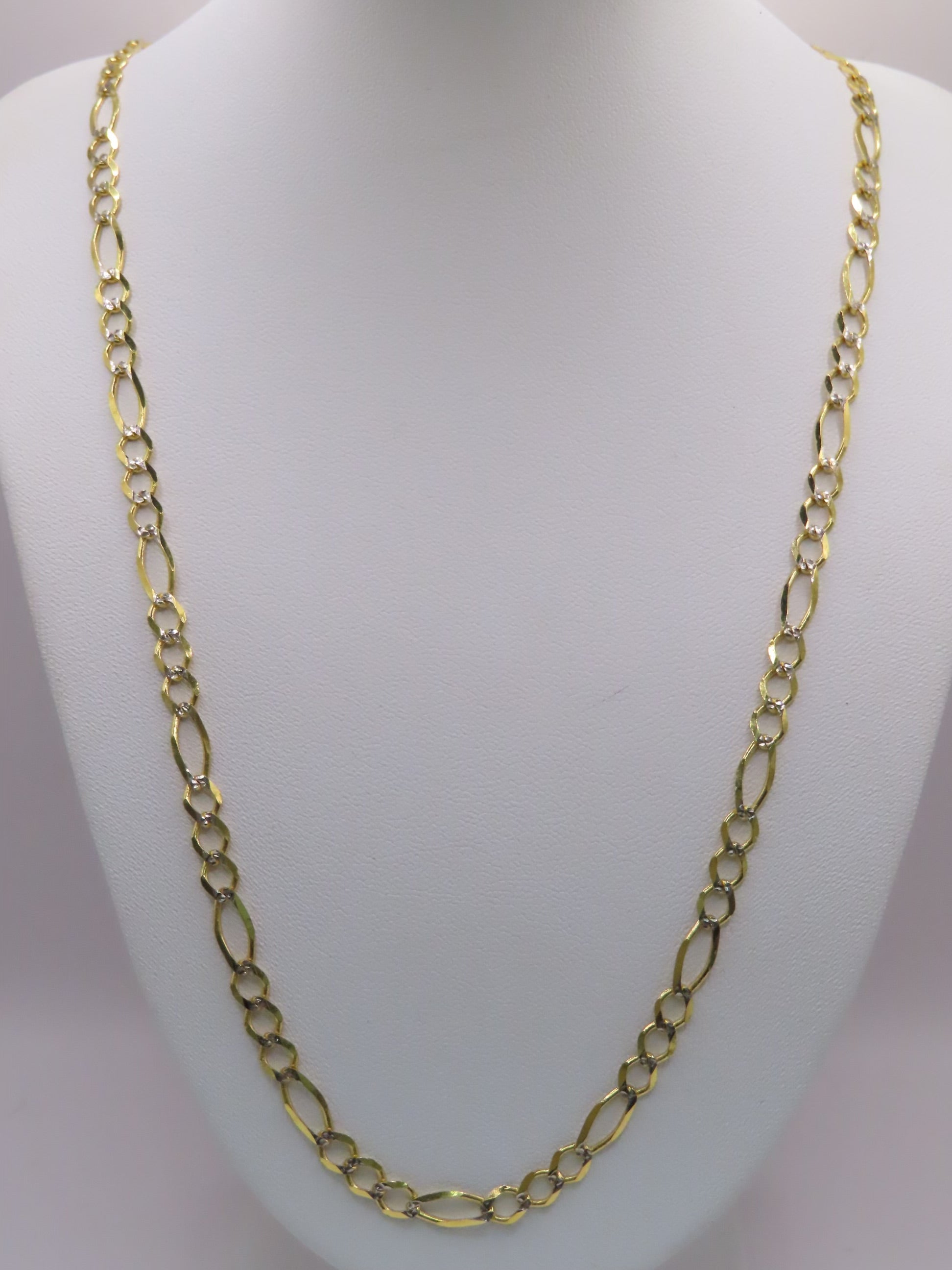 Diamond cut figaro 10k gold chain
