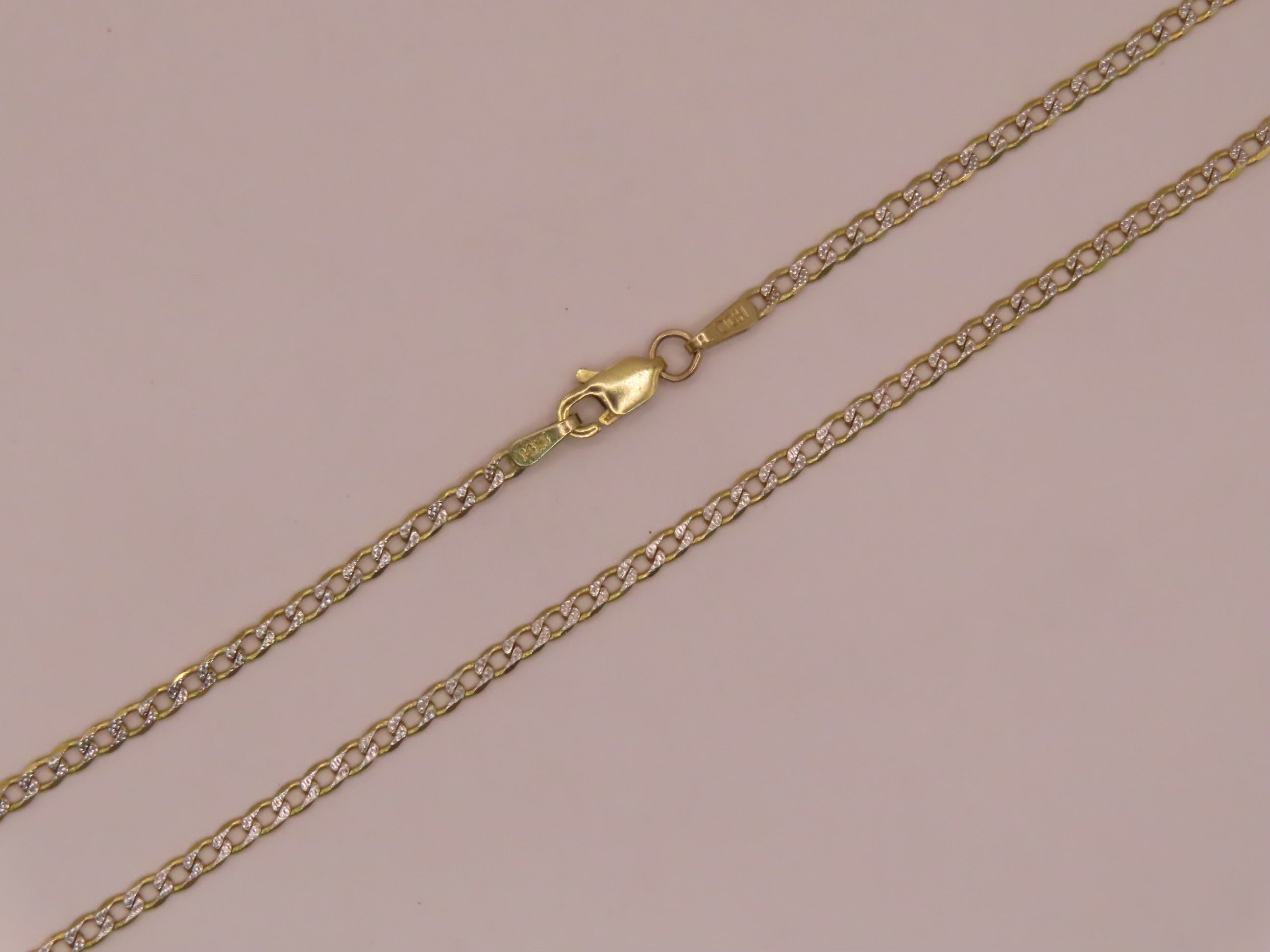 14k Gold diamond cut Cuban chain 18in/2mm
