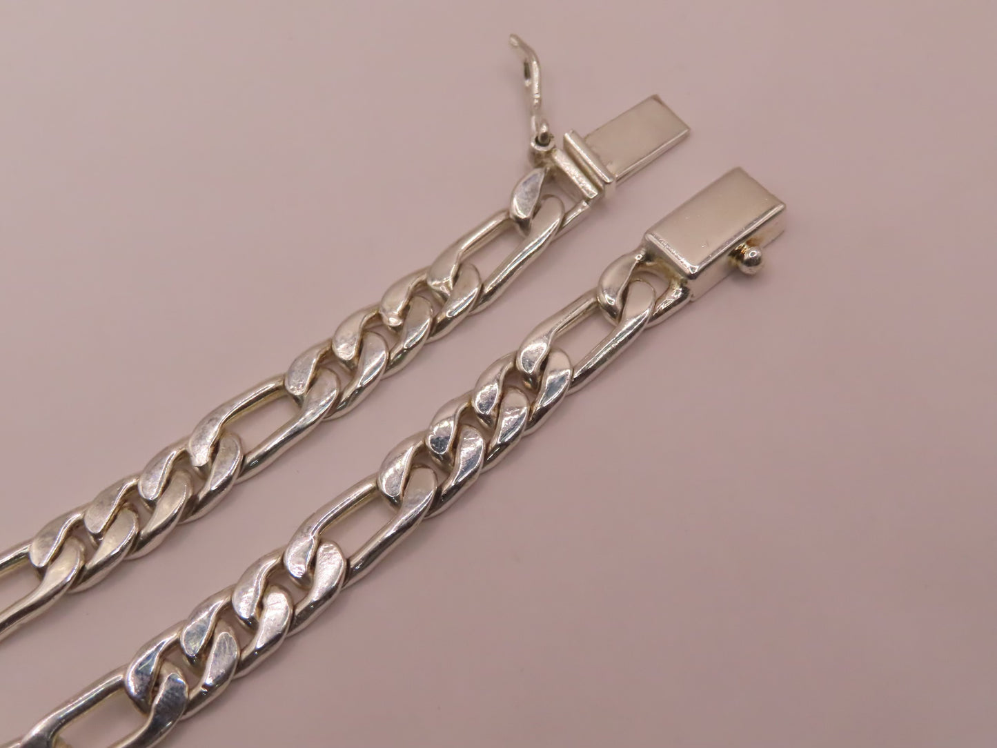 925 silver figaro bracelet 9in/7mm