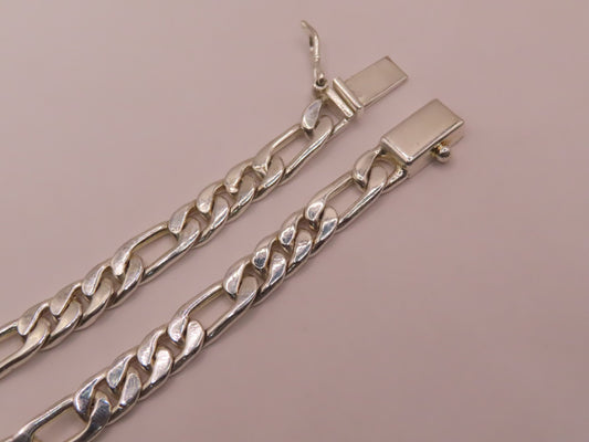 925 silver figaro bracelet 9in/7mm