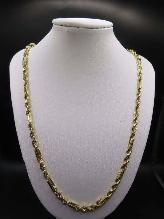 10k Gold semi hollow Rope Chain 26in/5mm(16.20g)