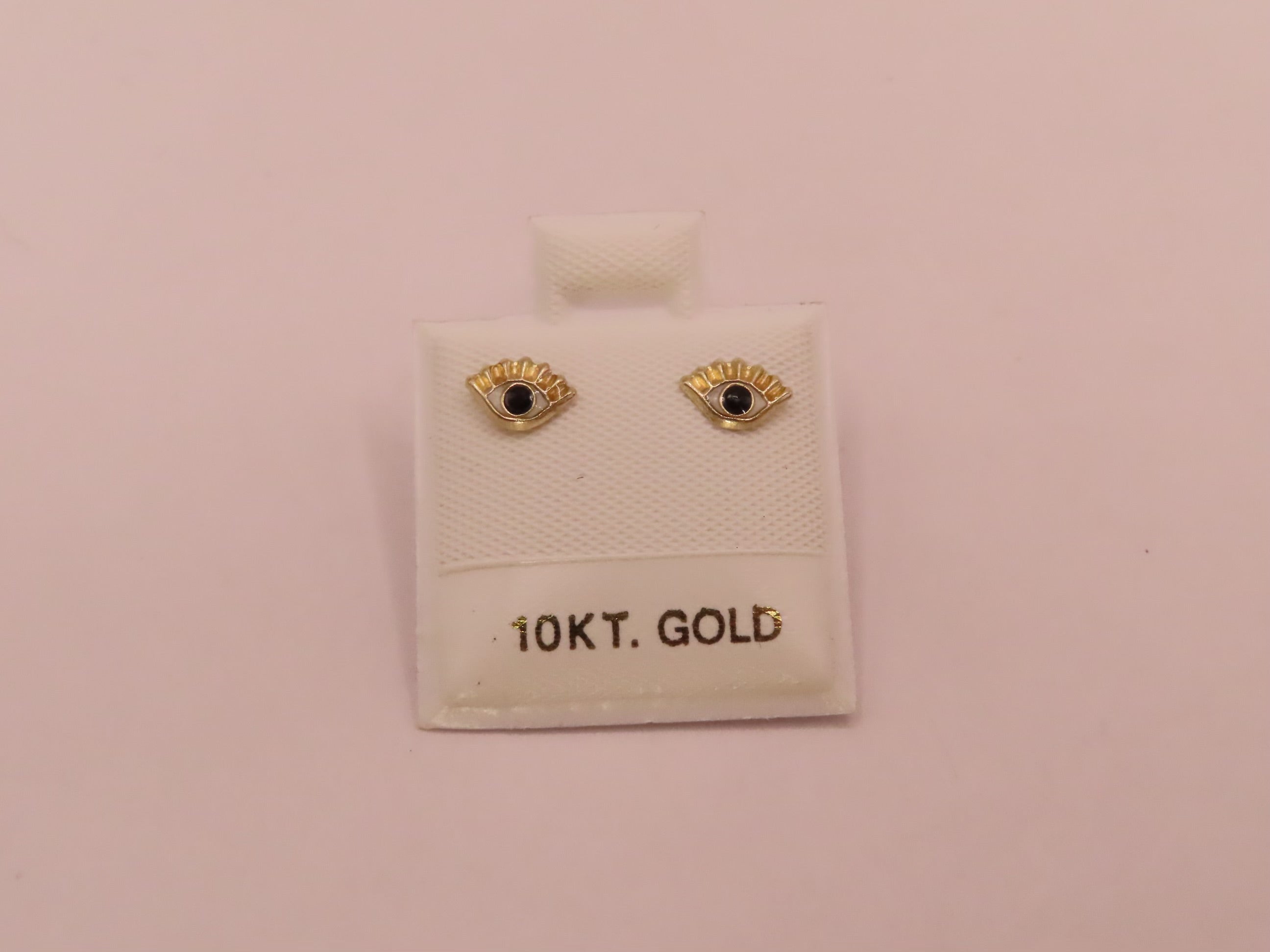 10k Gold Mini evil black eye earring