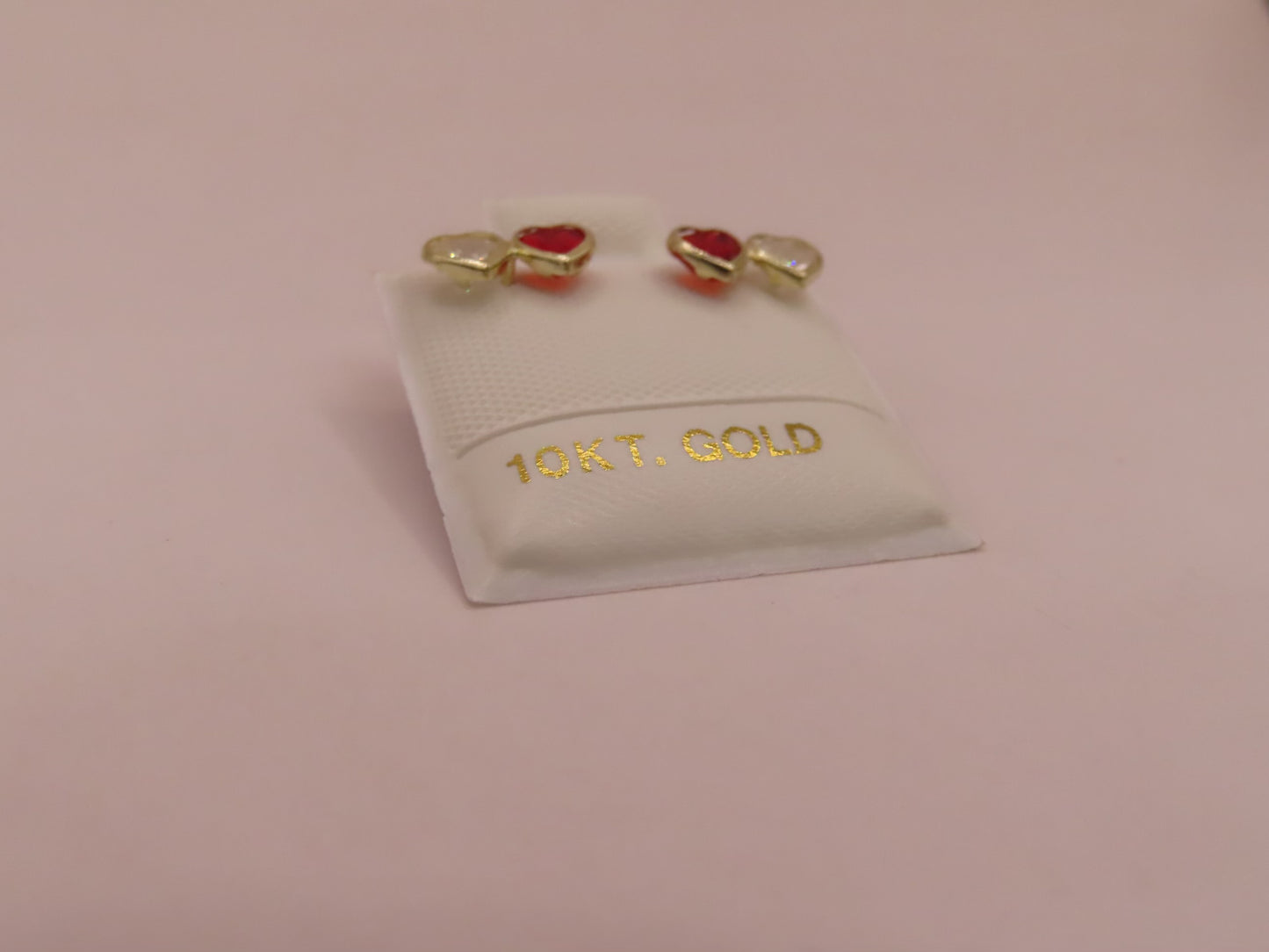 10k Gold doble mini hearts earring