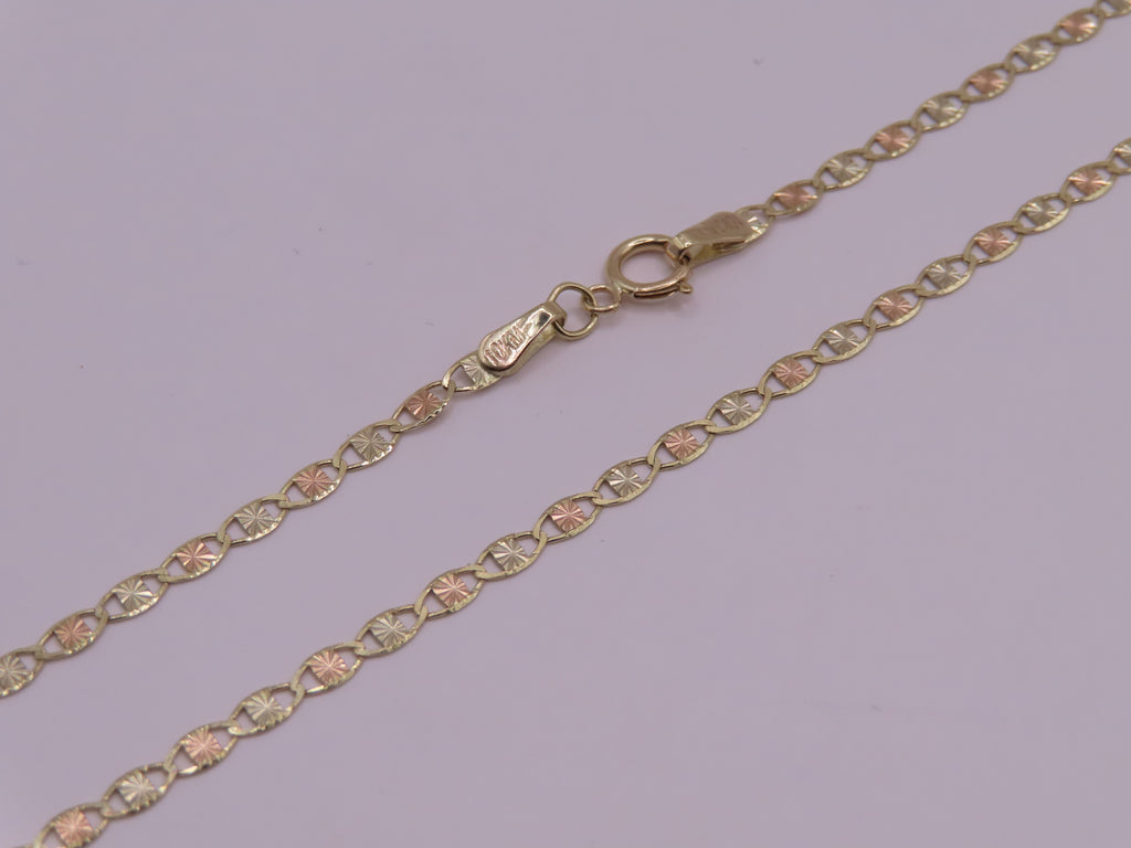 10k 3 tones gold chain 16in/3mm (2.43g