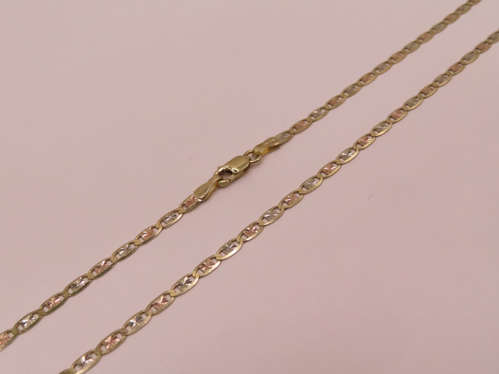 14k diamond cut 3tones gold chain