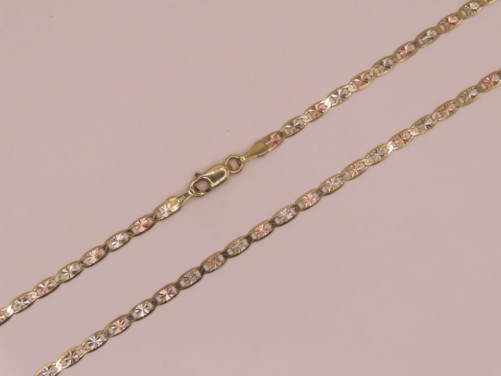 14k diamond cut 3tones gold chain