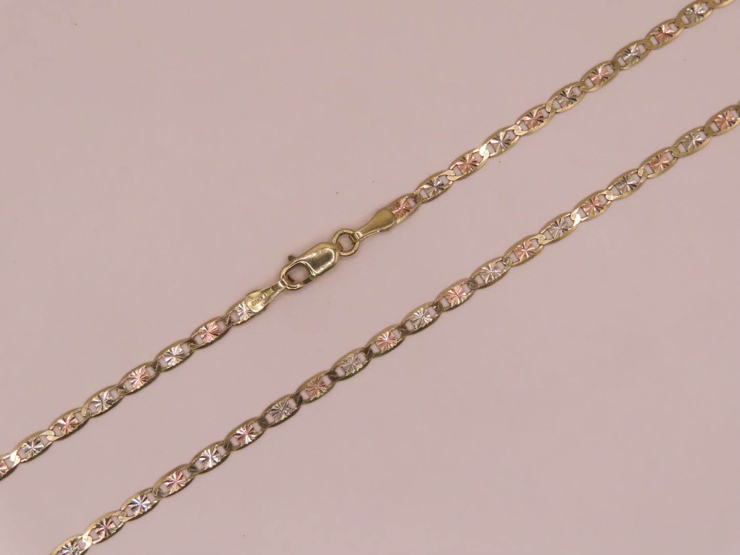 14k diamond cut 3tones gold chain