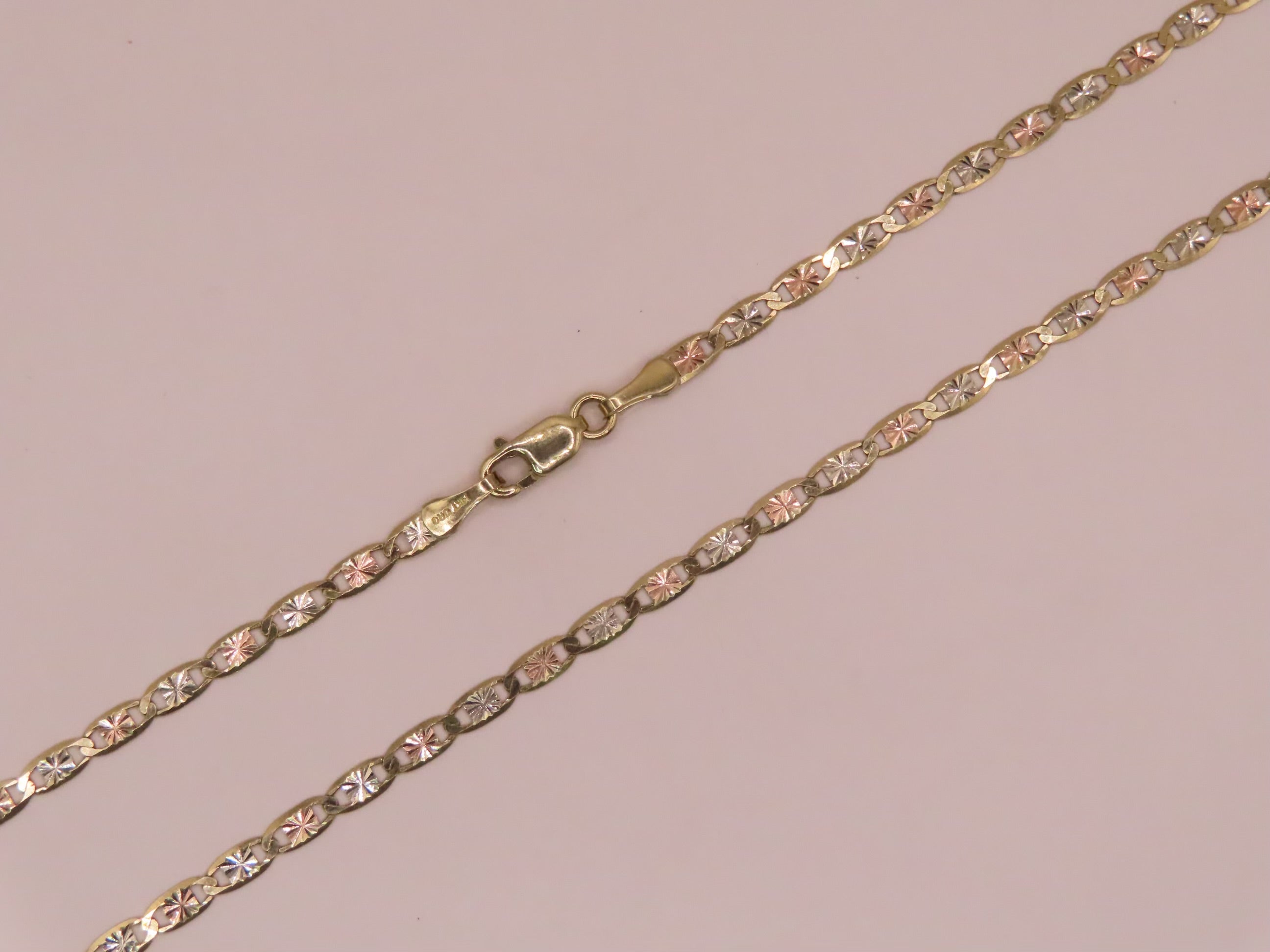 14k diamond cut 3tones gold chain