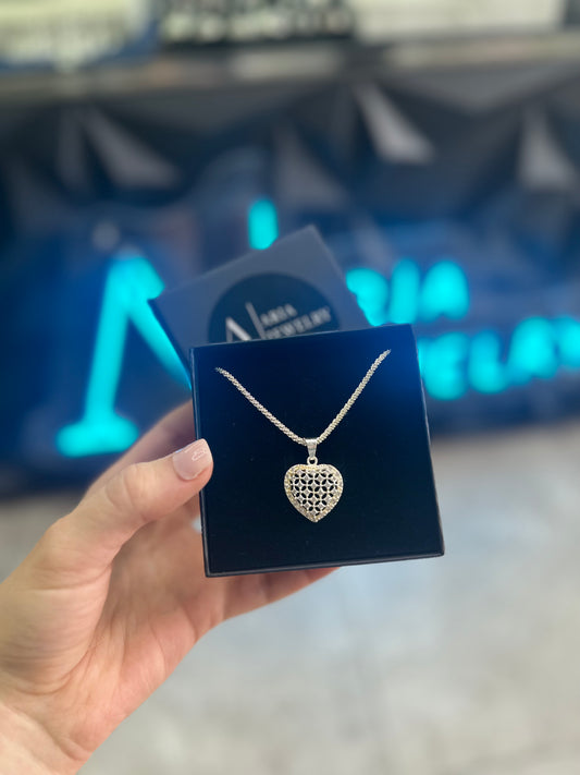 925 silver heart set