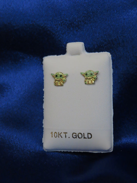 Yoda 10k gold stud earrings