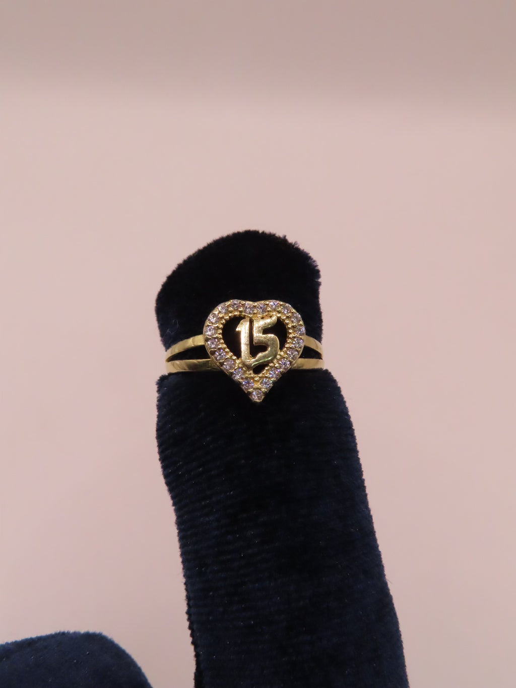 10k gold heart XV ring