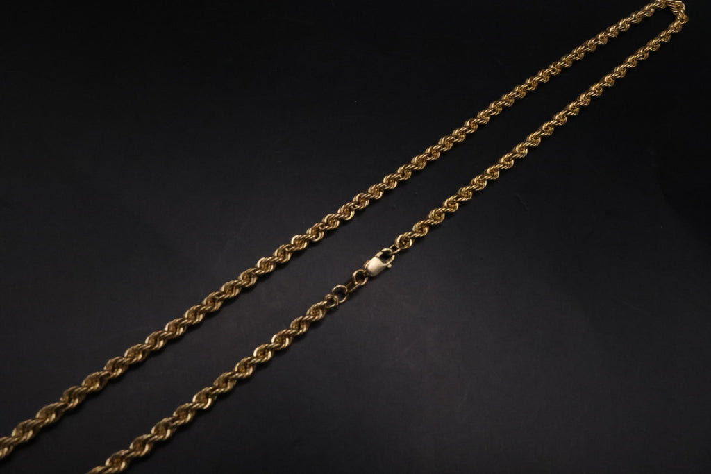 10k gold hollow rope chain 19in/3mm (4.85gr)