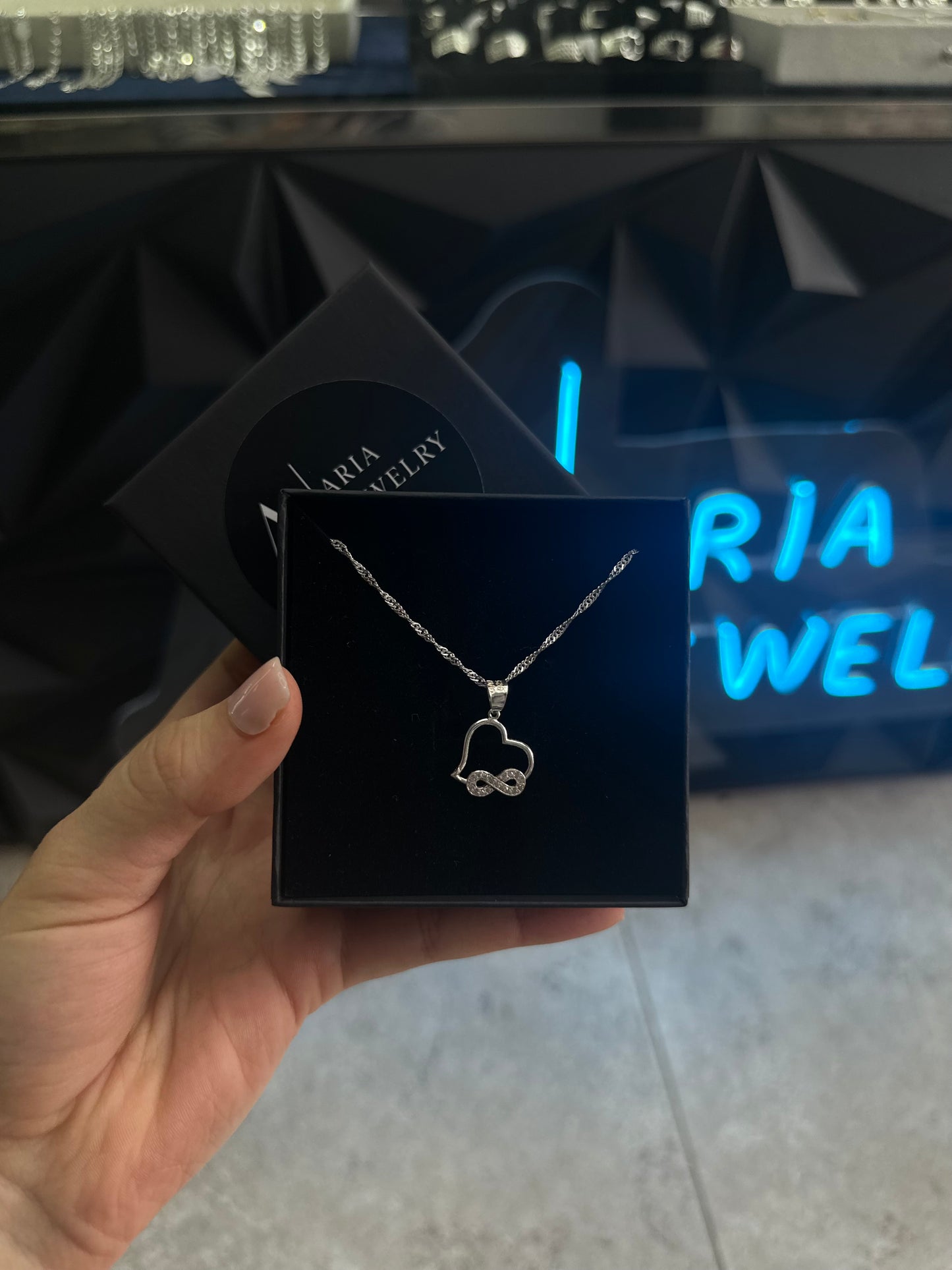 925 silver heart w/infinite set