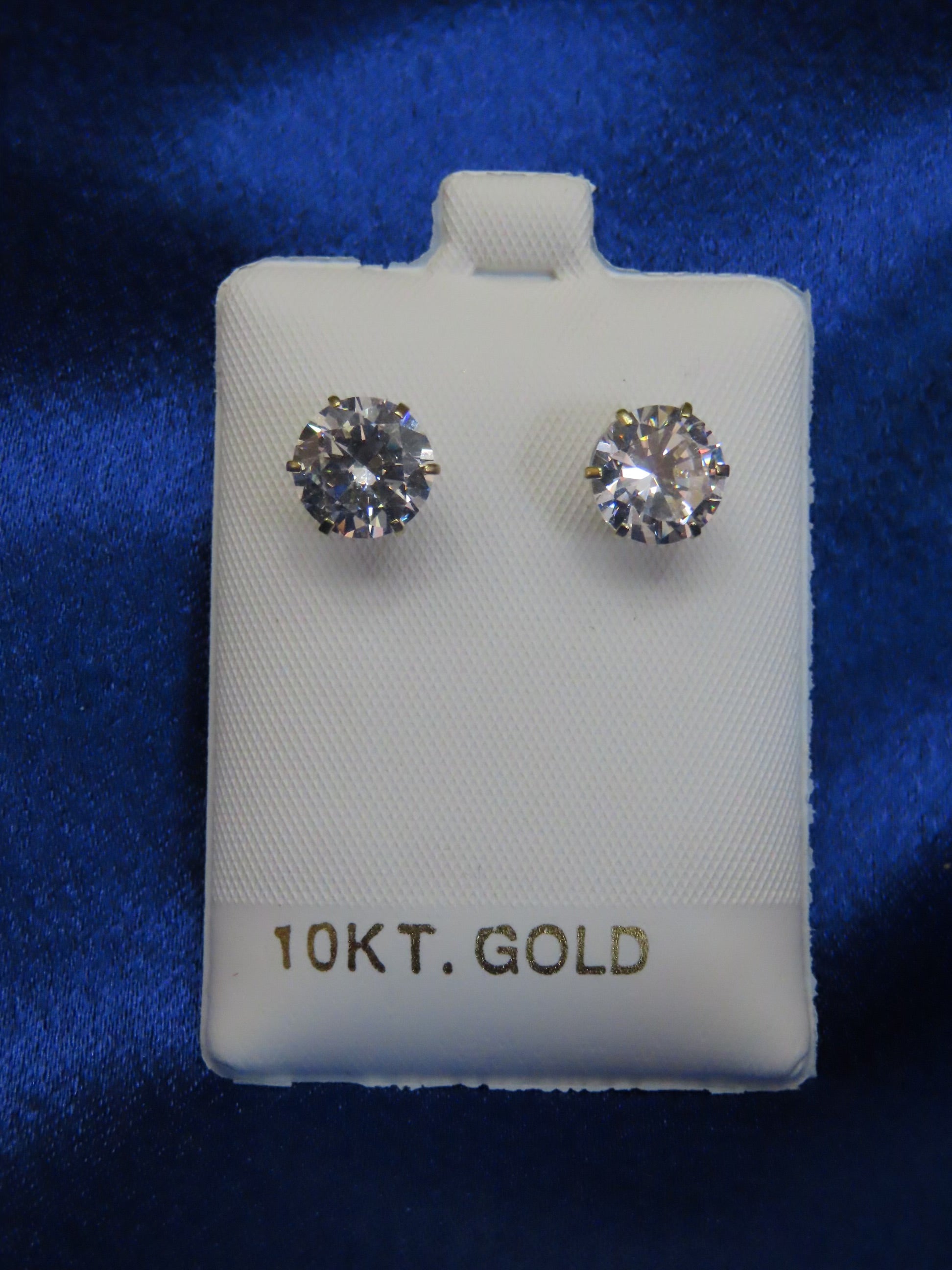 Cubic Zirconia Round Stud Earrings 10k Gold