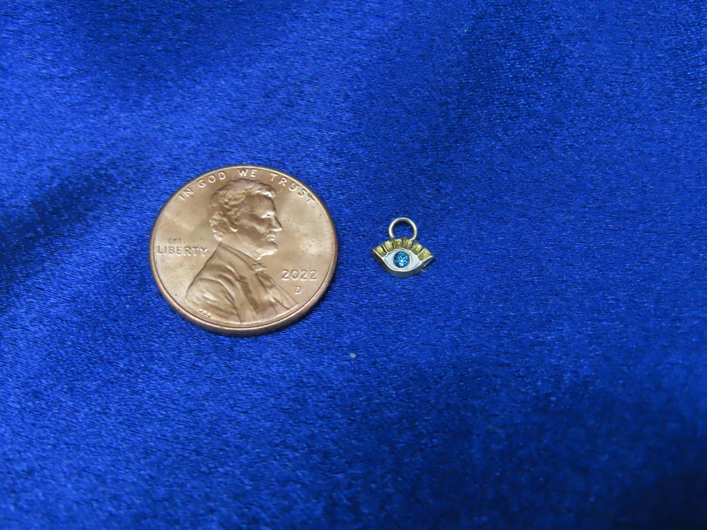 Mini evil eye 10k gold pendant