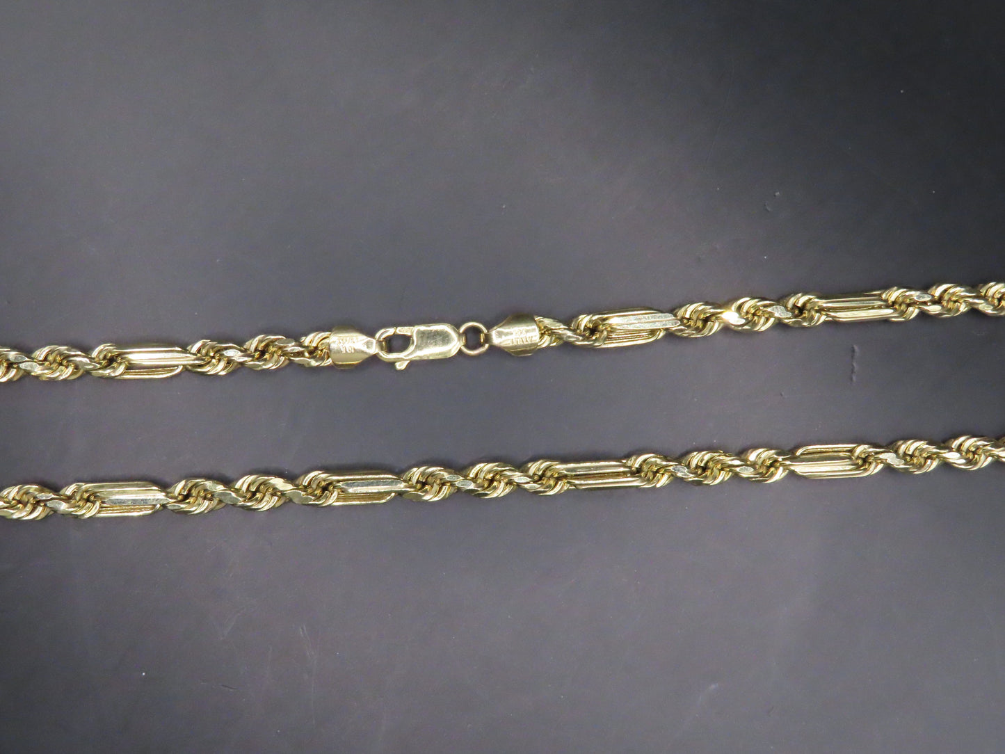 10k Gold semi hollow Rope Chain 26in/5mm(16.20g)