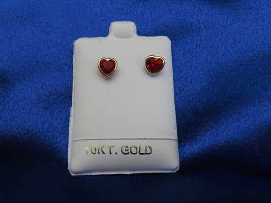 Red heart 10k gold stud earrings