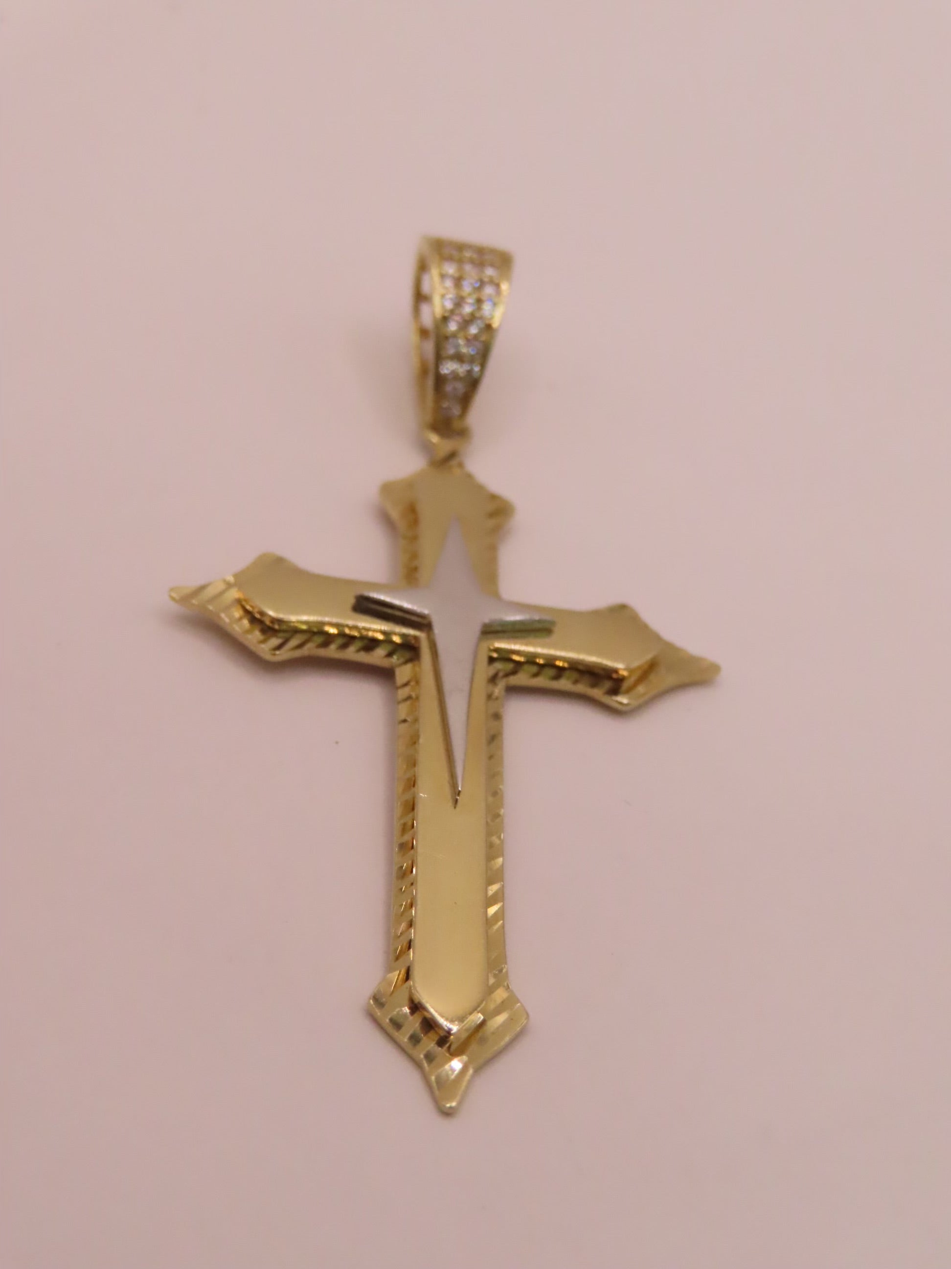 14k Gold cross pendant 2.2in