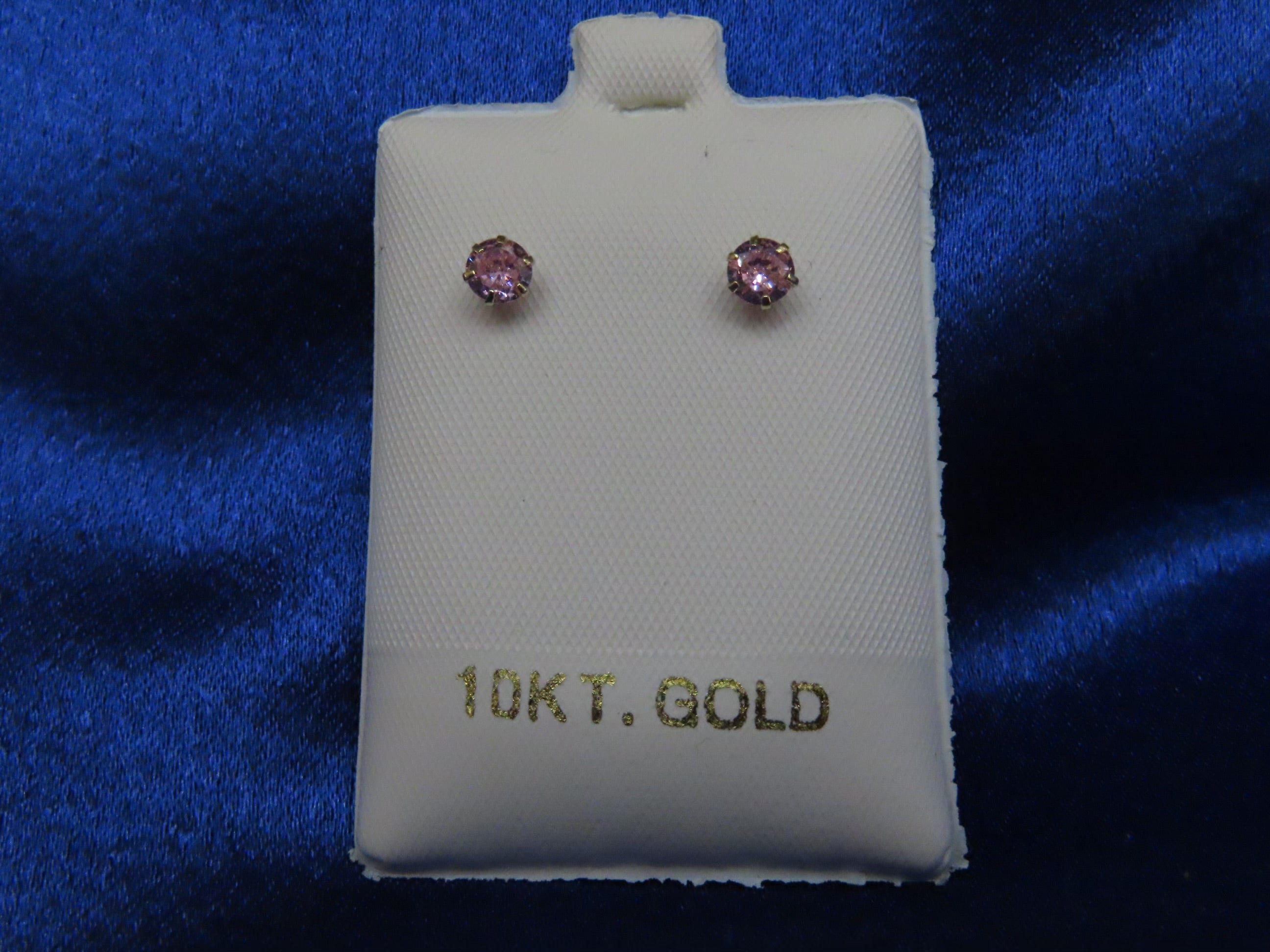 Cubic Zirconia pink round Stud Earrings in 10k Gold
