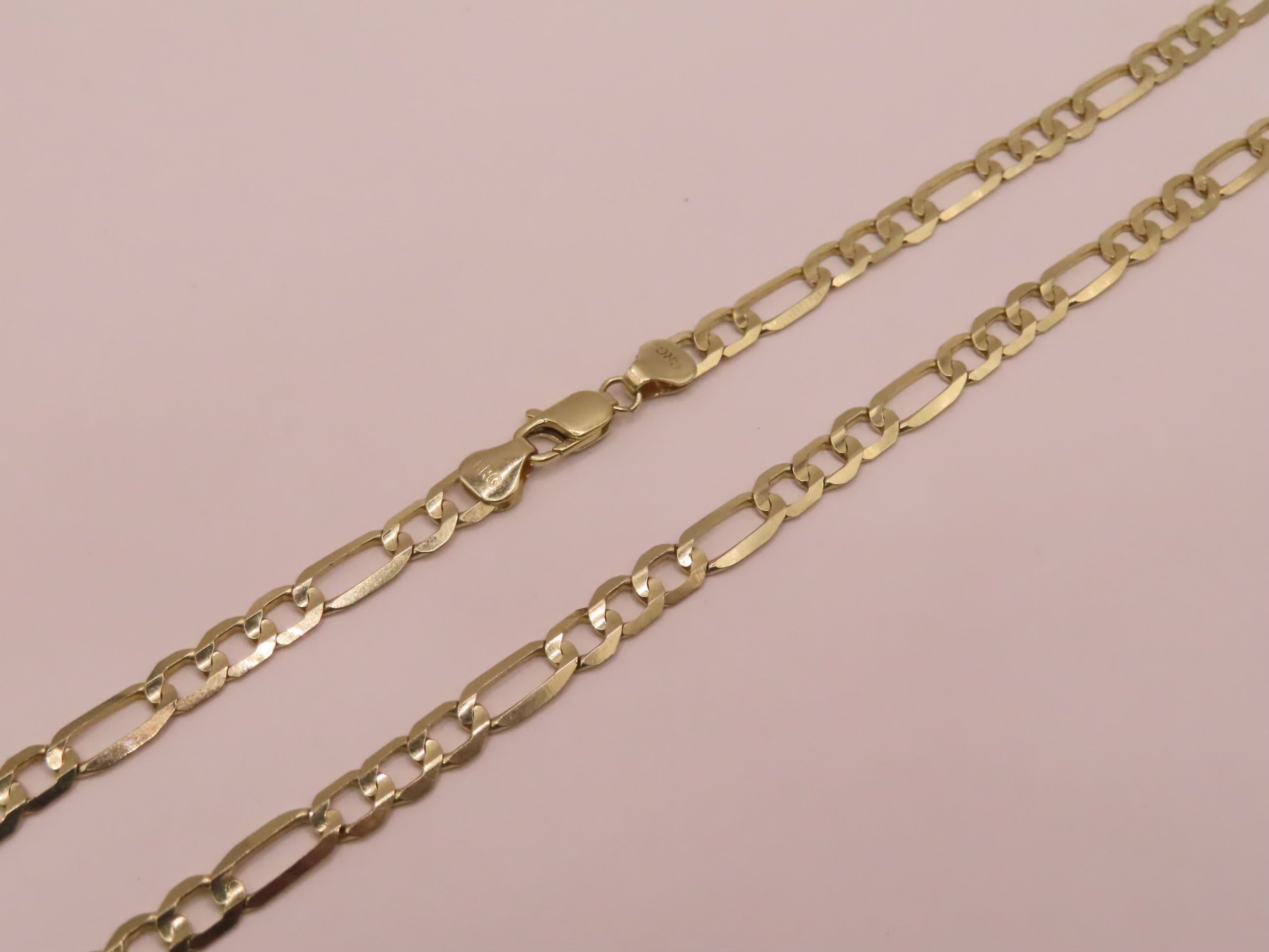 14k Gold Figaro solid chain 28in/5mm