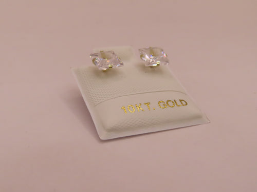 10k Gold big square zirconia earrings