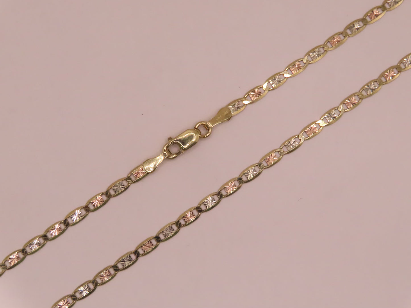14k diamond cut 3tones gold chain