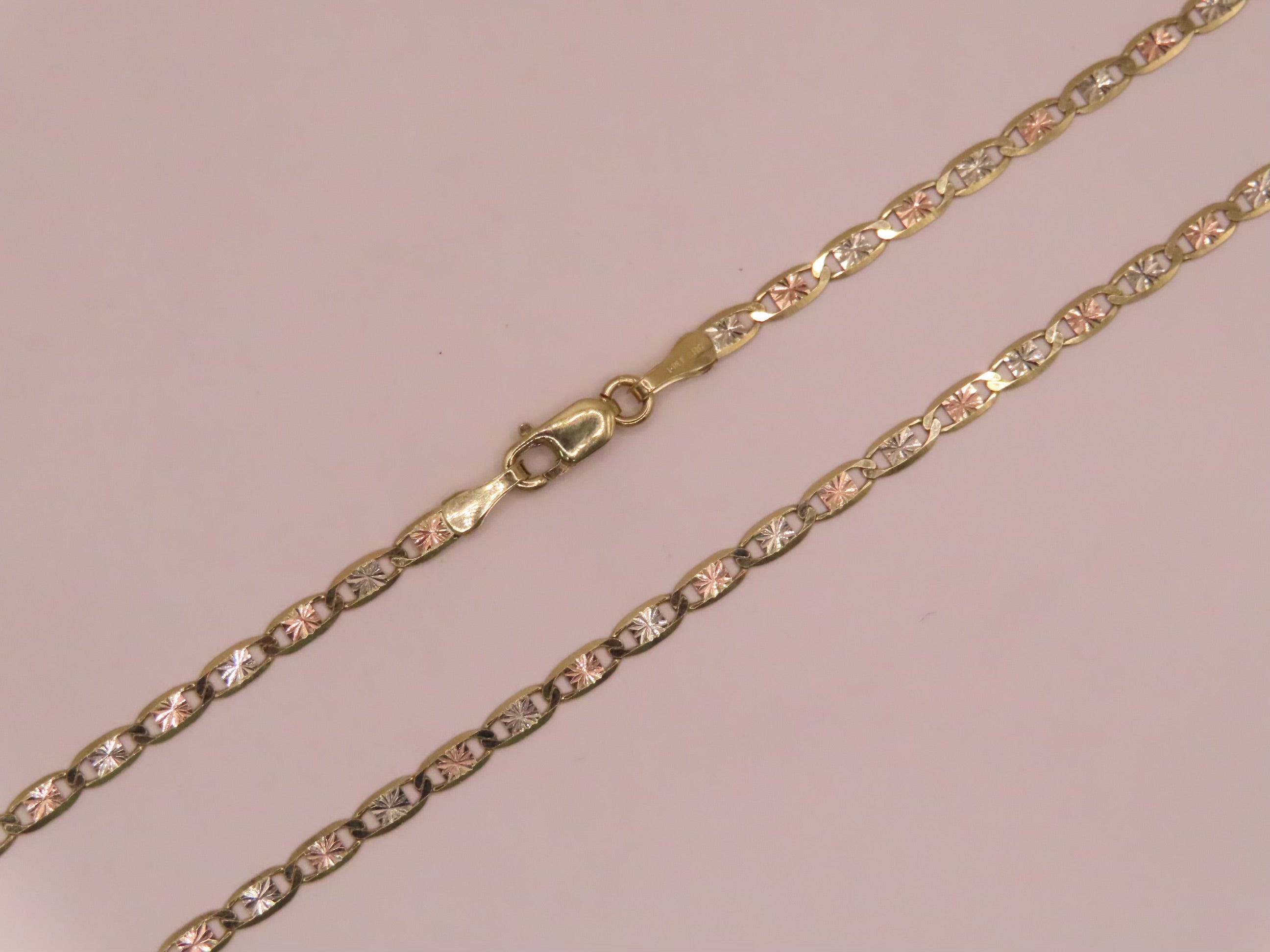 14k diamond cut 3tones gold chain