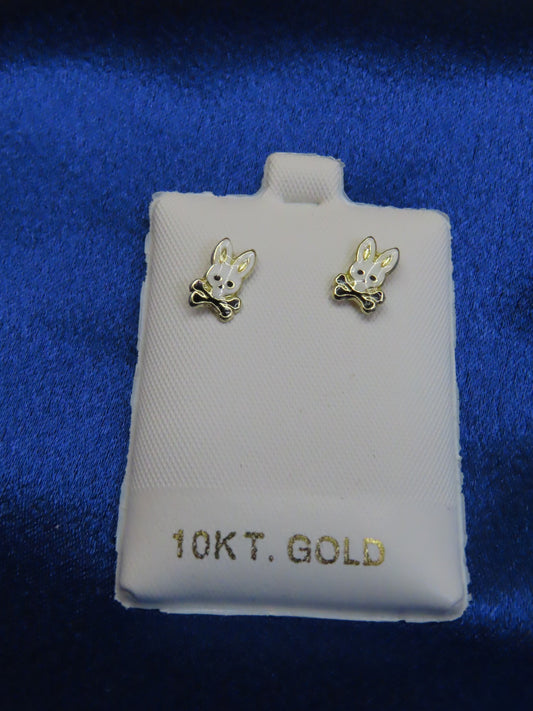 Bunny  10k gold stud earrings