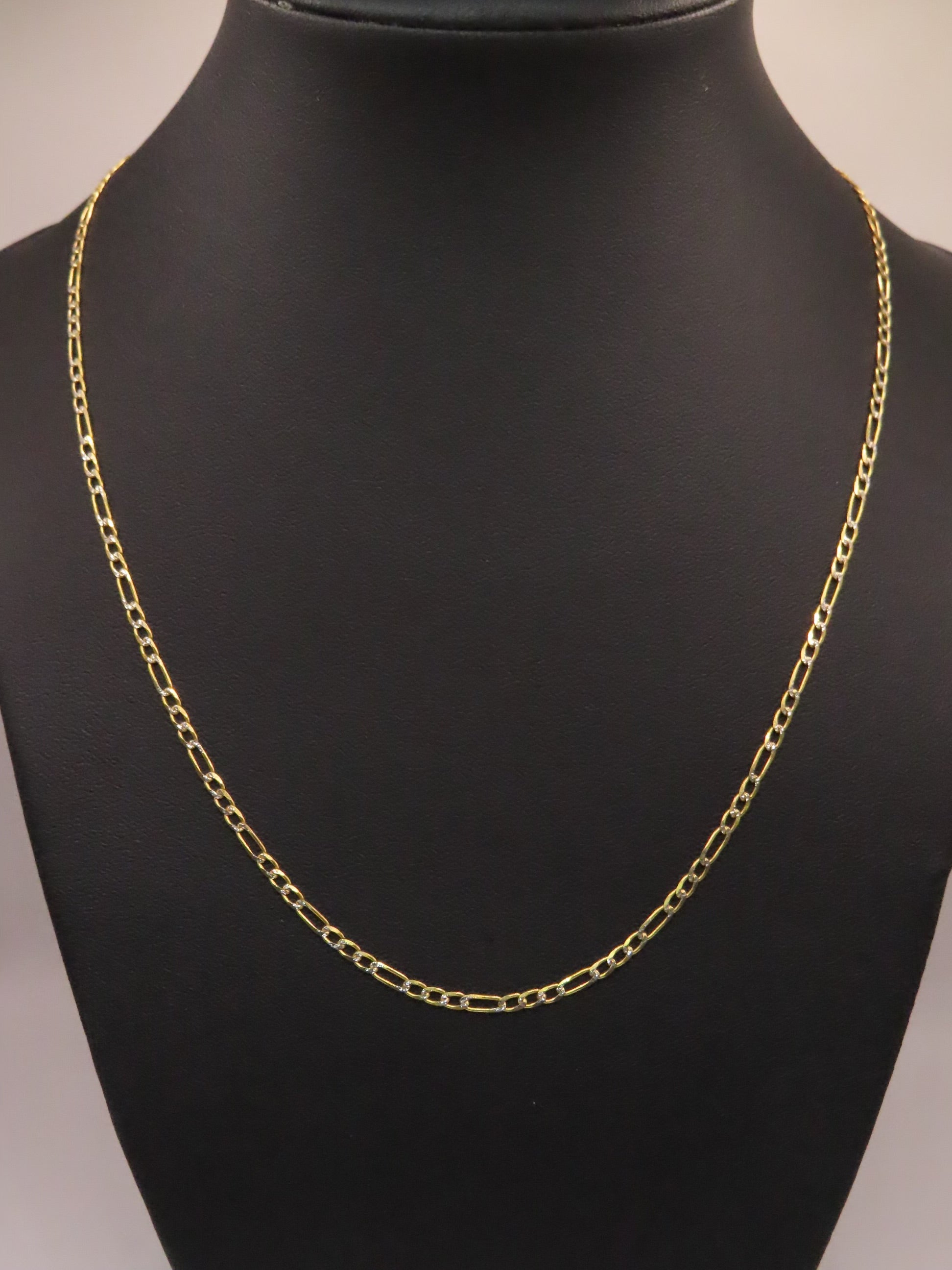 14k Gold diamond cut figaro chain