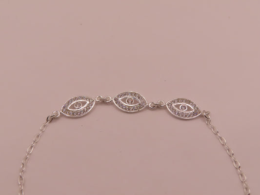 925 silver evil eye bracelet 7in