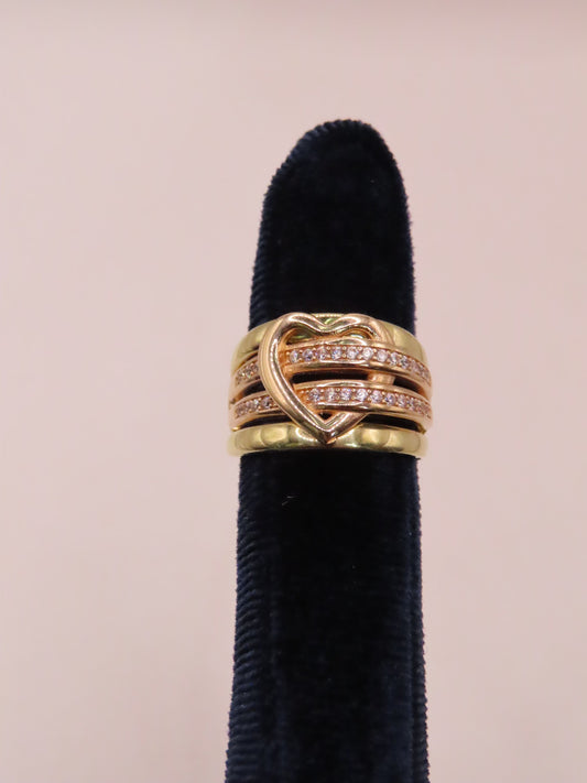 14k Heart (rose & yellow) ring size/6.5 (4.93gr)