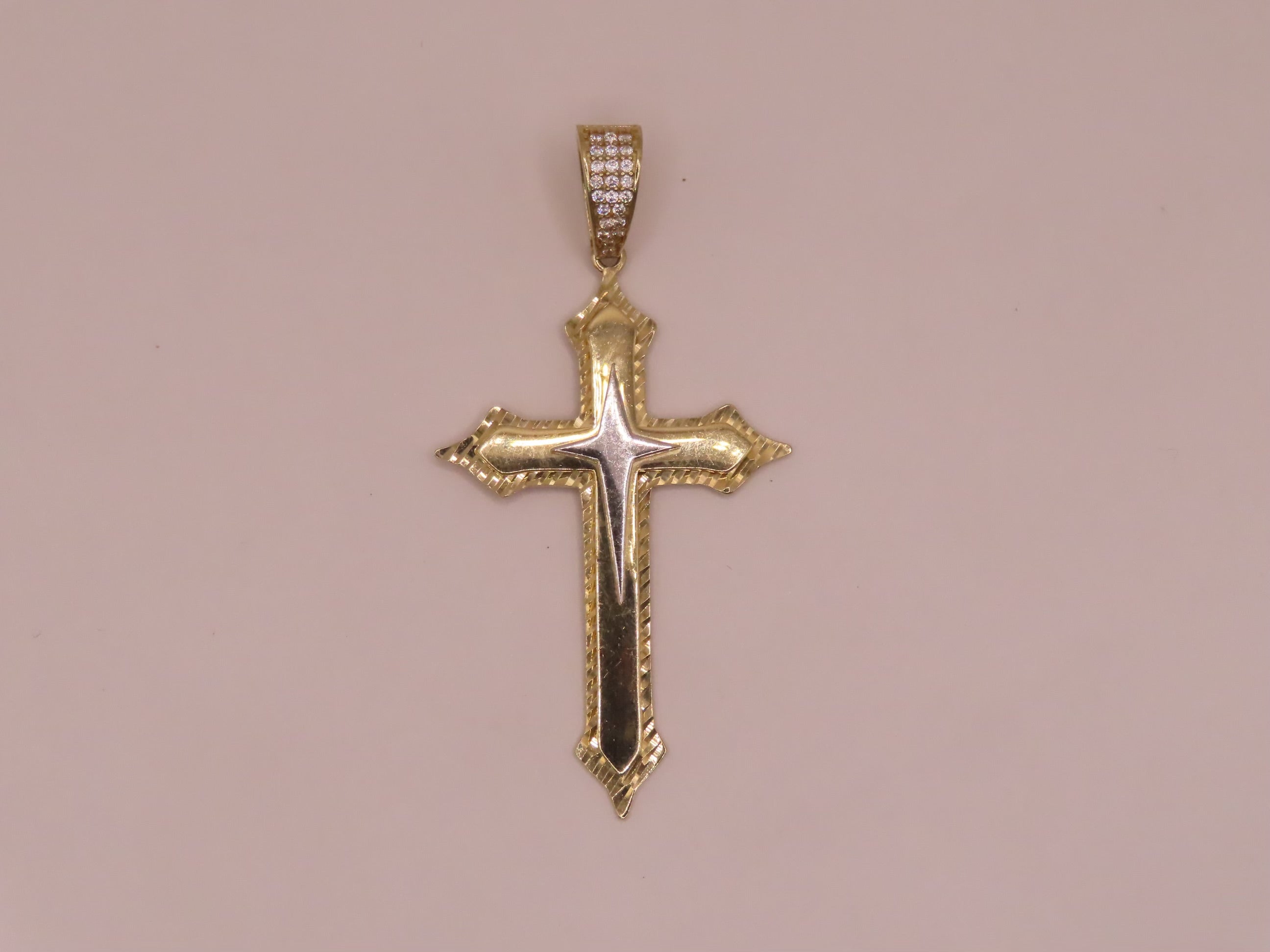 14k Gold cross pendant 2.2in