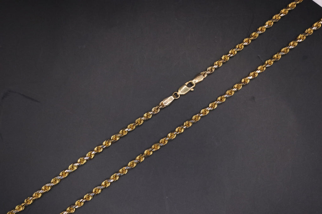 10k gold hollow rope chain 18in/3mm (7.25gr)