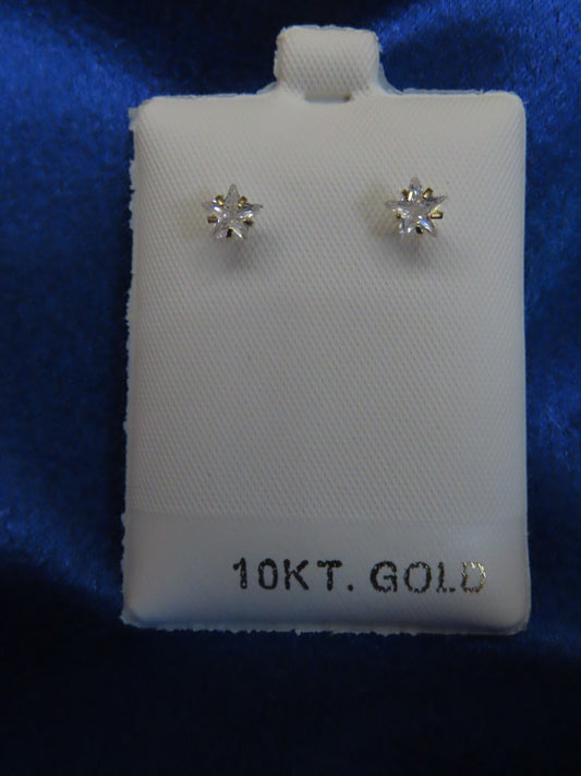 Cubic Zirconia Star  Earrings in 10k Gold #2