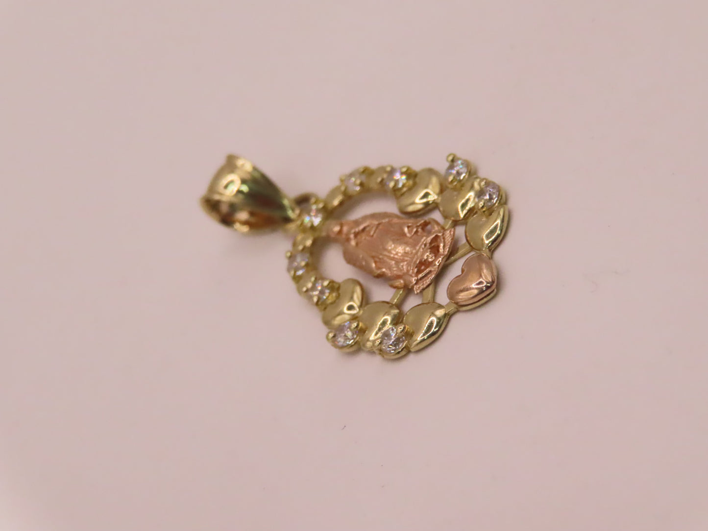 14k Gold virgen pendant 1.2in