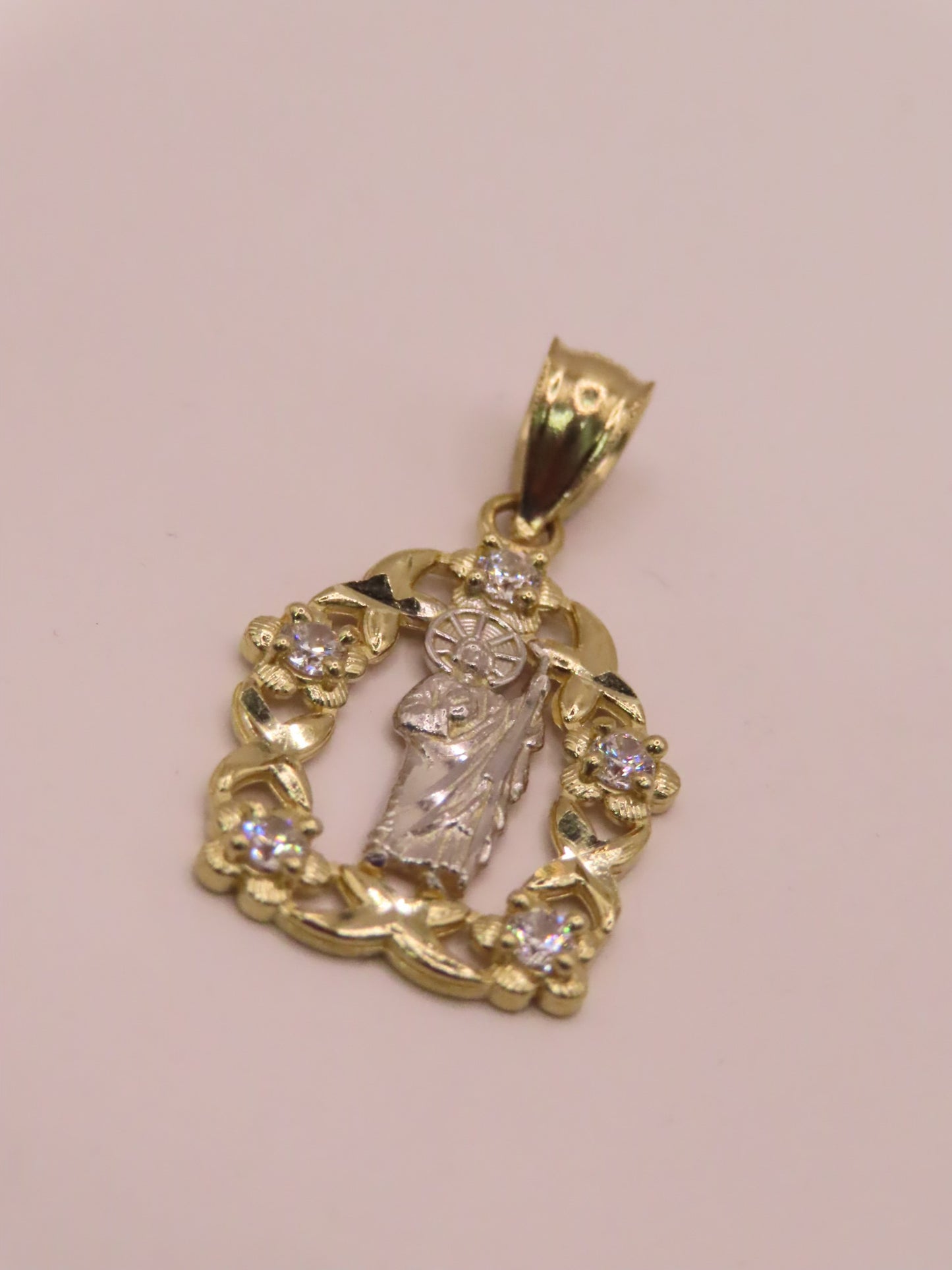 14k Gold San Judas Pendant 1.2in