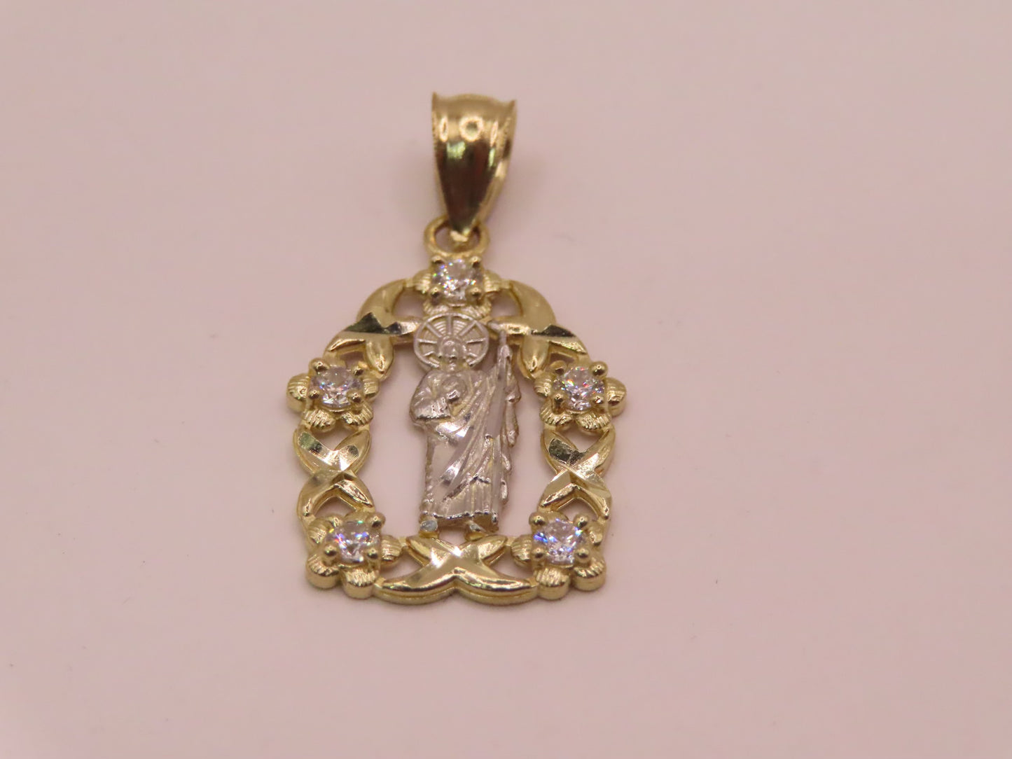 14k Gold San Judas Pendant 1.2in